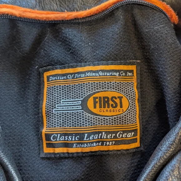 First Classic Men's Black Leather Motorcycle Jacket